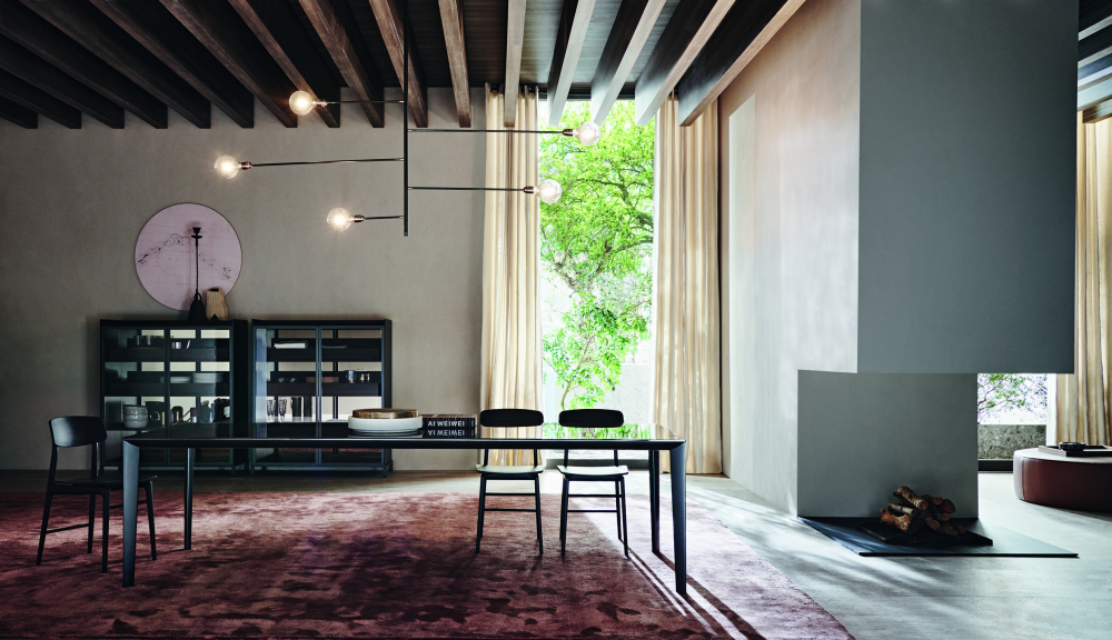 Filigree table by Rodolfo Dordoni and Woody chairs by Francesco Meda 