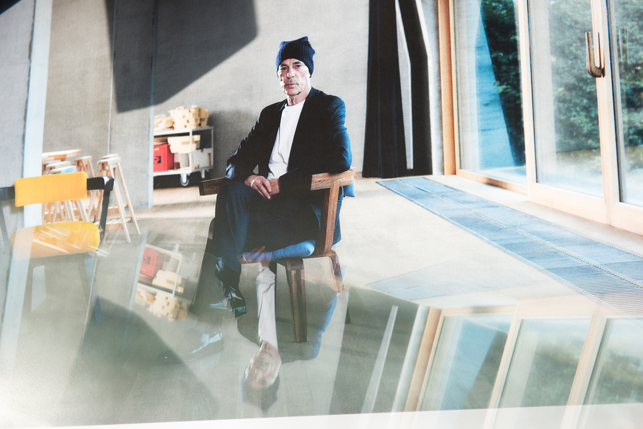 Jacques Herzog in his studio in Basel, Switzerland. Ph. Jeff Burton, from Molteni Mondo by Rizzoli NY, 2024