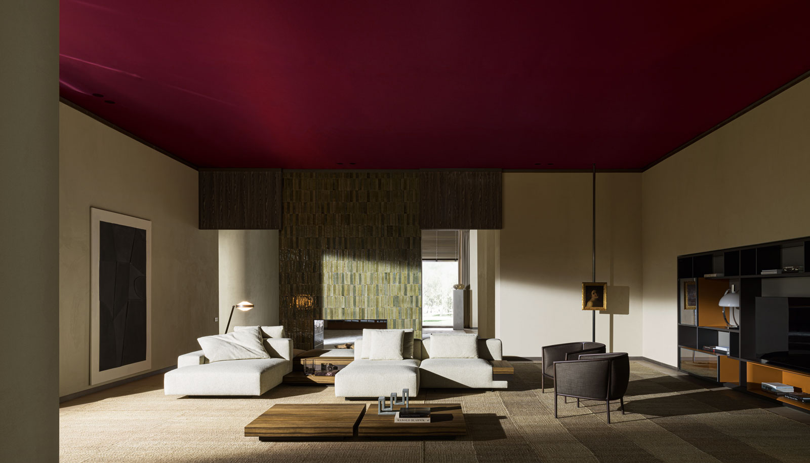 Marteen seating system designed by Vincent Van Duysen -<br>  The setting features Marazzi ceramic tiles