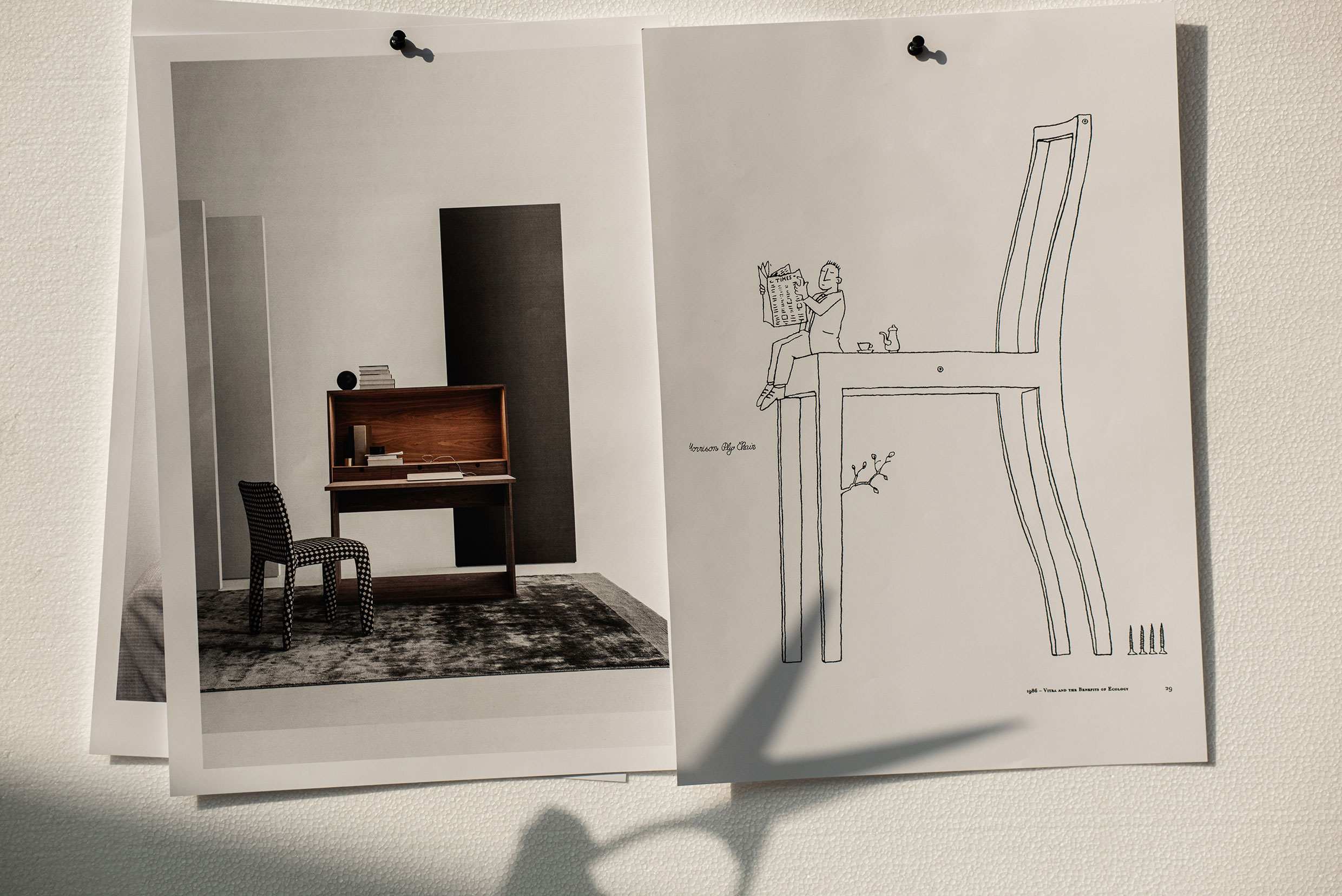 Patricia Urquiola's Glove-up chair (2016), with a Molteni&C Ink writting desk (2016), by Jasper Morrison. Ph. Jeff Burton, from Molteni Mondo by Rizzoli NY, 2024