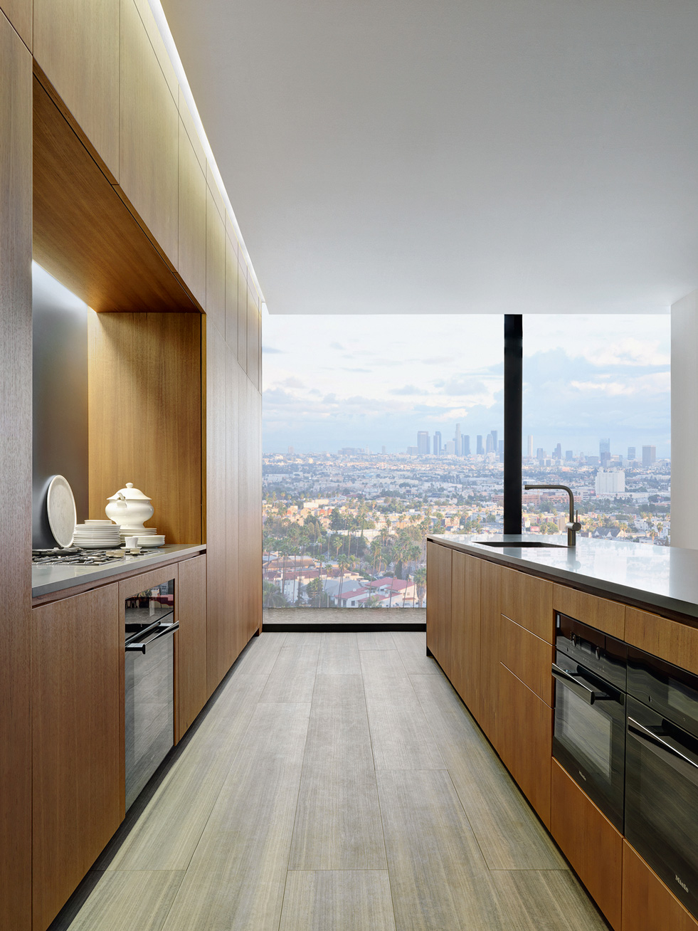 A custom Molteni&C Kitchen at The West Hollywood EDITION, designed by John Pawson using a sophisticated selection of quality materials and details