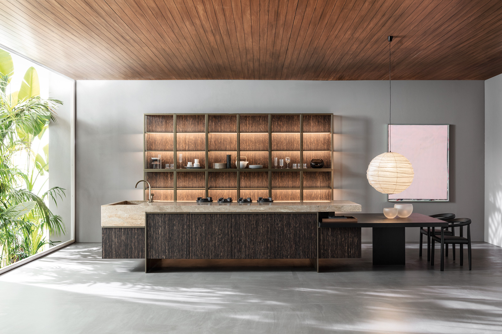 Ratio kitchen made by steel, sophisticated wood and marble